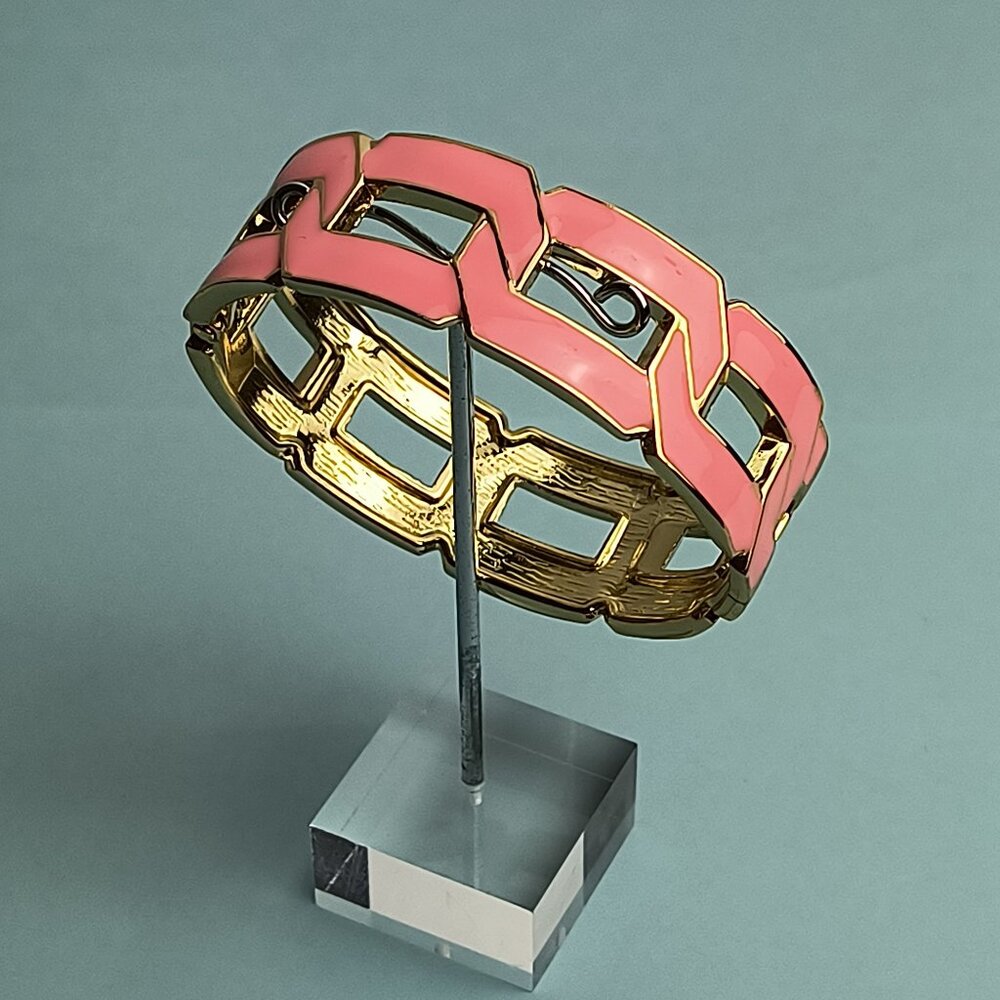 Statement Enamel Chunky Link Chain Oval Inged Cuff Bangle Bracelet Brigh…